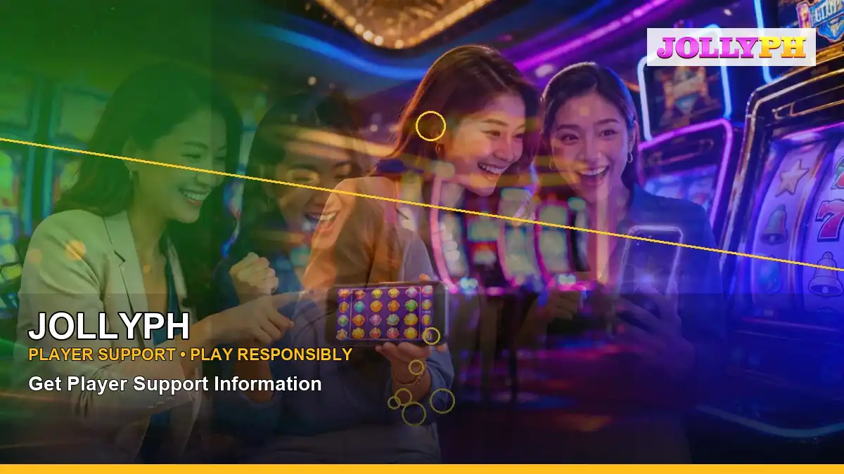 JOLLYPH lucky reels online slot games featuring an adult Filipina casino host with a panoramic reel composition
